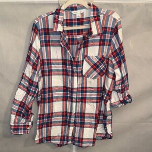Old Navy Red and Blue Plaid Button Down Shirt